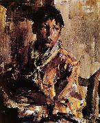 Nikolay Fechin The Indian boy holding the kettle painting